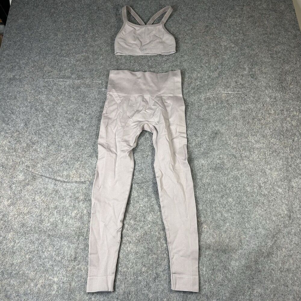 SET Active Light Taupe High-Waist Leggings & Sports Bra Set
